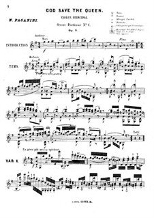 God Save the Queen for Violin and Piano, Op.9: Parte de solo by Niccolò Paganini
