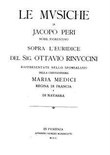 Euridice: Partitura Piano-vocal by Jacopo Peri