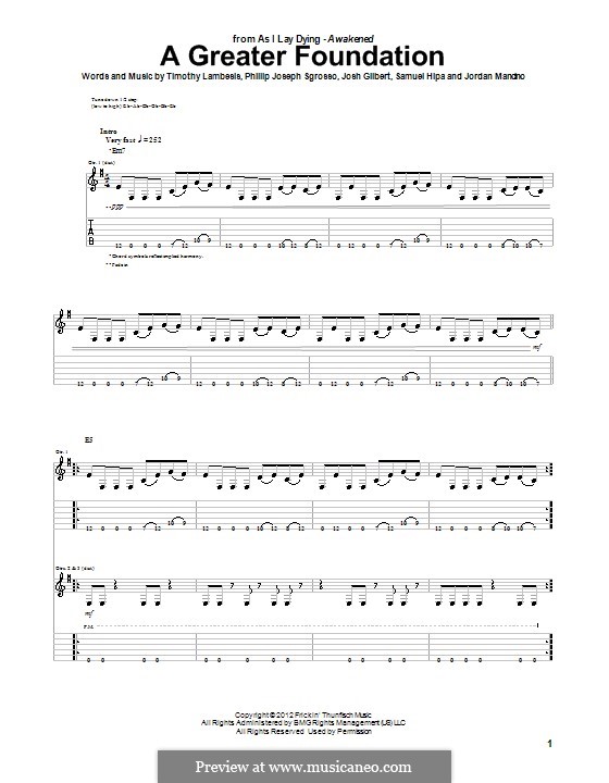 A Greater Foundation (As I Lay Dying): Para guitarra com guia by Jordan Mancino, Phillip Sgrosso, Sam Hipa, Tim Lambesis, Josh Gilbert