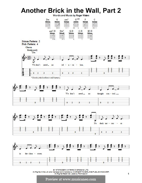 Another Brick in the Wall: Part II, for guitar with tab by Roger Waters