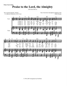 Praise to the Lord, the Almighty: For voice and piano with chords (Version by T. Bode) by Unknown (works before 1850)