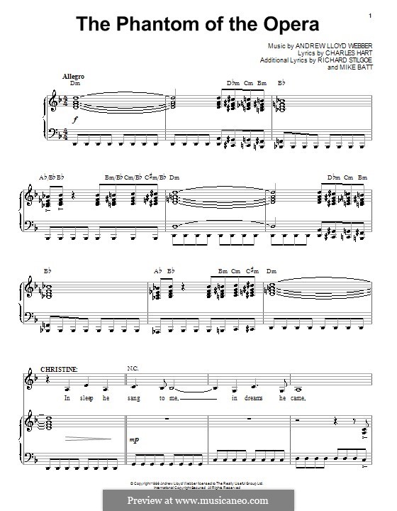 The Phantom of the Opera: Para vocais e piano by Andrew Lloyd Webber