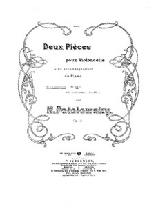 Two Pieces for Cello and Piano, Op.3: Score by Nikolai Potolovsky