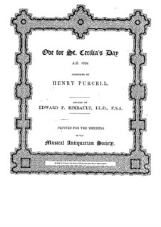 Ode to St. Cecilia, Z.328: Partitura completa by Henry Purcell