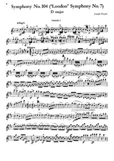 Symphony No.104 in D Major 'London', Hob.I/104: violino parte I by Joseph Haydn