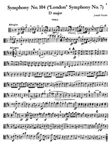 Symphony No.104 in D Major 'London', Hob.I/104: parte viola by Joseph Haydn