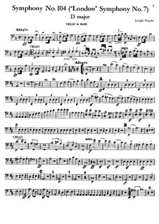 Symphony No.104 in D Major 'London', Hob.I/104: parte violoncelo e contrabaixo by Joseph Haydn