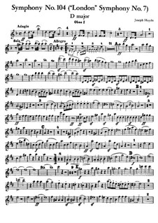Symphony No.104 in D Major 'London', Hob.I/104: Oboe parte I by Joseph Haydn