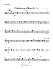 Variations on a Theme by Sor: For cello and guitar – score and parts by Kevin Love