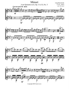 Minuet (Instrumental version): For two guitars – score and parts by Luigi Boccherini