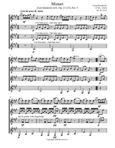 Minuet (Instrumental version): For four guitars – score and parts by Luigi Boccherini