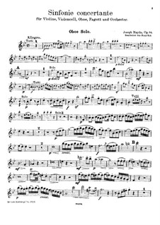 Sinfonia Concertante in B Flat Major, Op.84: For violin, cello, oboe, bassoon and piano – oboe part by Joseph Haydn