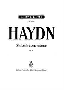 Sinfonia Concertante in B Flat Major, Op.84: For violin, cello, oboe, bassoon and piano by Joseph Haydn