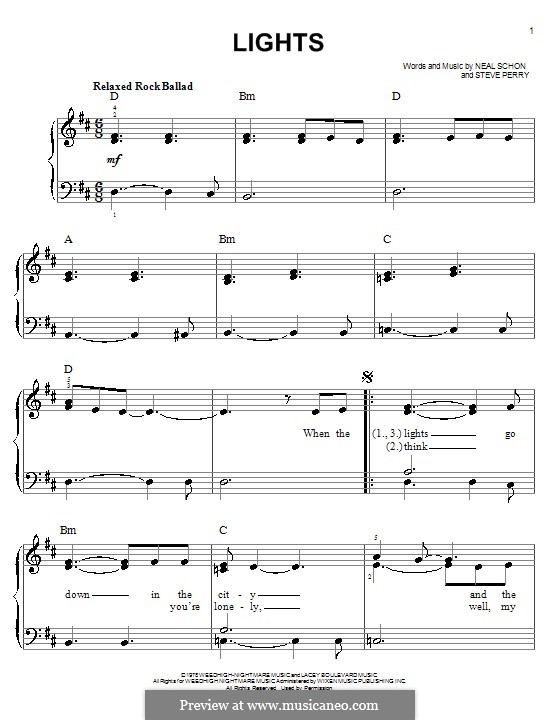 Lights (Journey): Para Piano by Neal Schon, Steve Perry