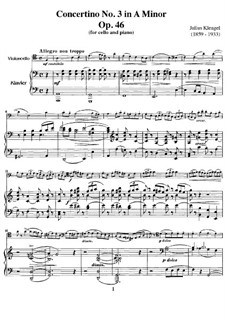 Concertino for Cello and Piano No.3, Op.46: Score by Julius Klengel