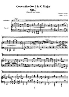 Concertino for Cello and Piano No.1, Op.7: Score by Julius Klengel