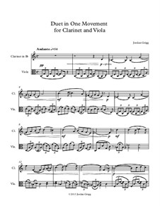 Duet in One Movement for Clarinet and Viola: Duet in One Movement for Clarinet and Viola by Jordan Grigg