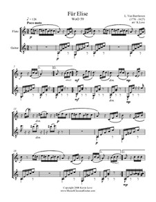 For Elise, WoO 59: For flute and guitar – score and parts by Ludwig van Beethoven