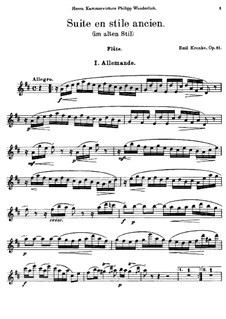 Suite in Old Style for Flute and Piano, Op.81: Parte de solo by Emil Kronke