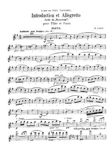 Namouna. Ballet: Introduction and Allegretto, for flute and piano by Édouard Lalo