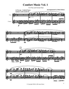 Comfort Music (music for occasions), Volume I: For flute and clarinet by Johann Sebastian Bach, Wolfgang Amadeus Mozart, Gabriel Fauré, Johannes Brahms, Johann Pachelbel