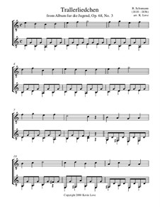 No.3 Trällerliedchen (Humming Song): para duas guitarras by Robert Schumann
