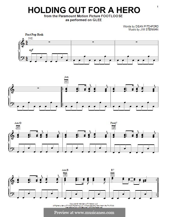 Holding Out for a Hero (Bonnie Tyler): Para vocais e piano (ou Guitarra) by Jim Steinman