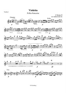 Violetta. Polka, Op.404: partes - para quarteto de cordas by Johann Strauss (Sohn)