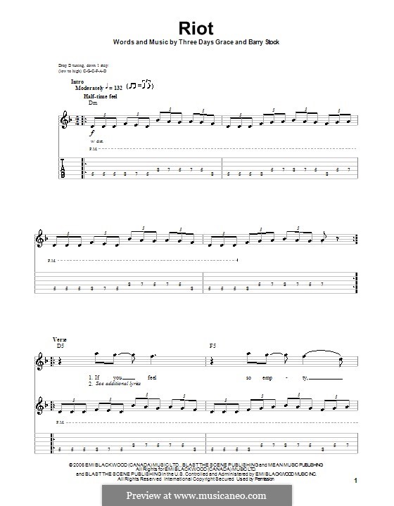 Riot (Three Days Grace): Para guitarra com guia by Adam Gontier, Barry Stock, Brad Walst, Neil Sanderson