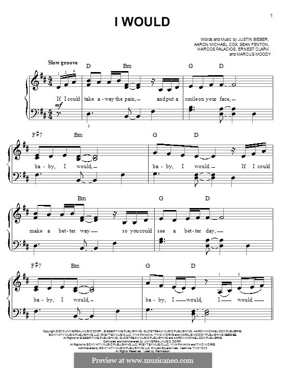 I Would: Para Piano by Ernest Clark, Justin Bieber, Marcos Palacios, Aaron Michael Cox, Sean Fenton, Marcus Moody