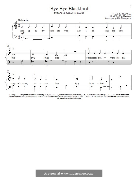 Bye Bye Blackbird: Para Piano by Ray Henderson