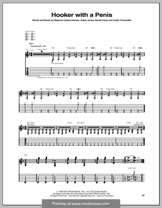 Hooker With A Penis (Tool): Para guitarra com guia by Adam Jones, Daniel Carey, Justin Chancellor, Maynard James Keenan