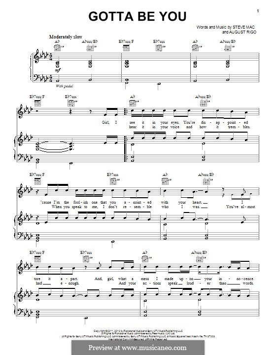 Gotta Be You (One Direction): Para vocais e piano (ou Guitarra) by August Rigo, Steve Mac