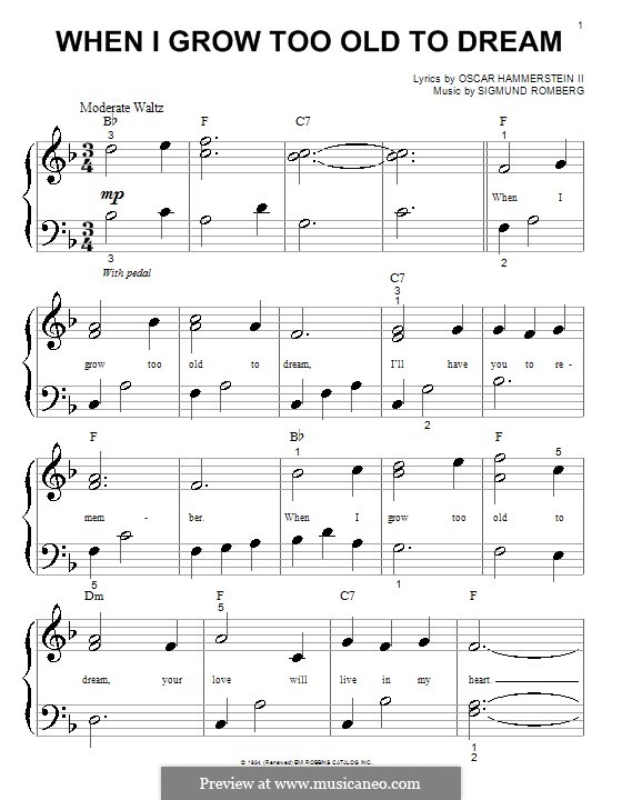 When I Grow Too Old to Dream: Para Piano by Sigmund Romberg