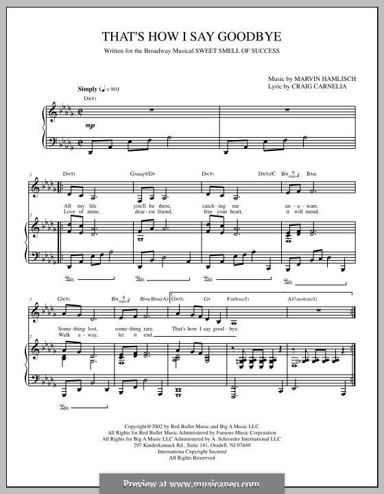 That's How I Say Goodbye: Para vocais e piano by Marvin Hamlisch