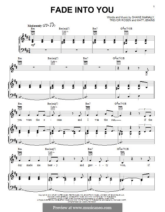 Fade Into You: Para vocais e piano (ou Guitarra) by Shane McAnally, Trevor Rosen