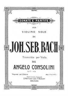 Sonatas and Partitas for Violin, BWV 1001-1006: Arranjo de viola by Johann Sebastian Bach