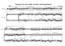 2 Sonatinas for treble recorder and clavichord: Sonatina No.1, MVWV 537 by Maurice Verheul