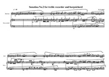 2 Sonatinas for treble recorder and clavichord: Sonatina No.2, MVWV 538 by Maurice Verheul