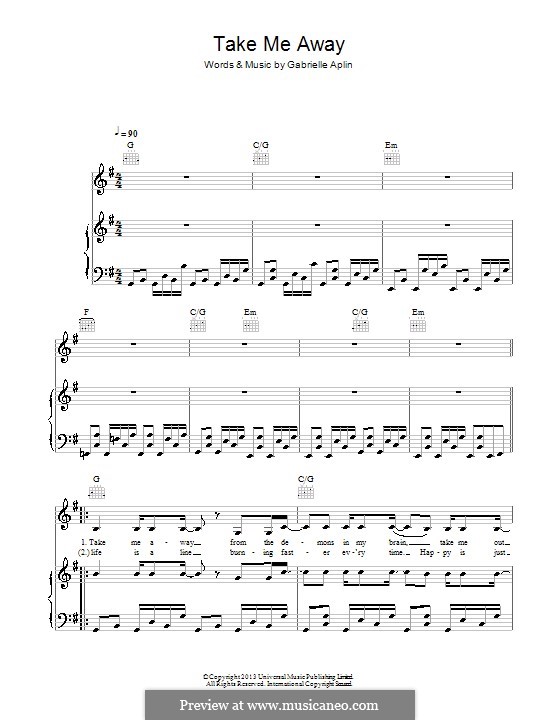 Take Me Away: Para vocais e piano (ou Guitarra) by Gabrielle Aplin