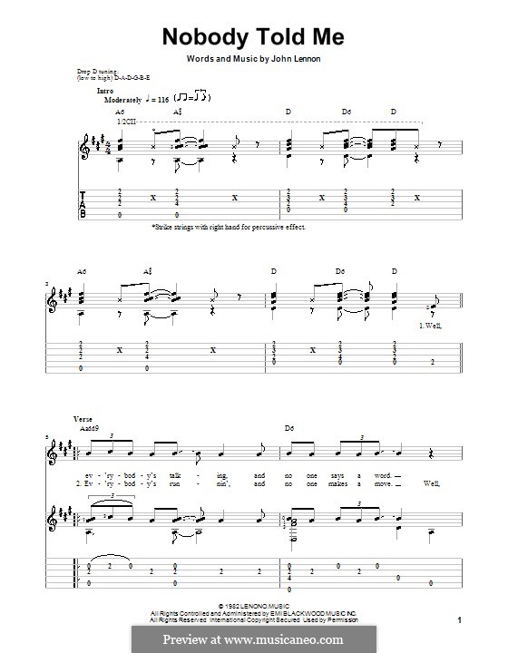 Nobody Told Me: Para guitarra com guia by John Lennon