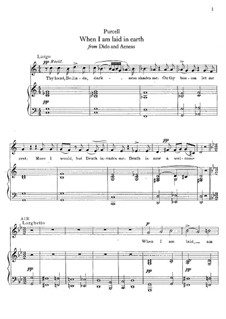 Dido's Lament: Para vocais e piano by Henry Purcell
