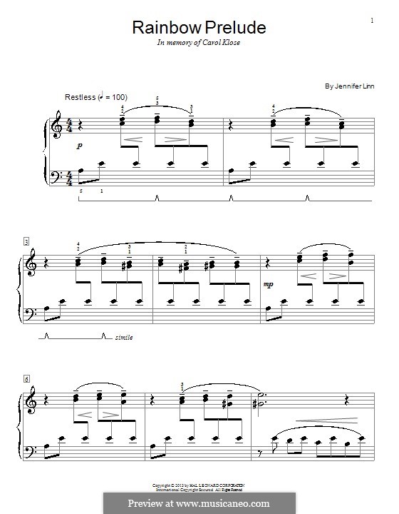 Rainbow Prelude: Para Piano by Jennifer Linn
