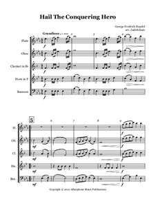 Judas Maccabaeus, HWV 63: Hail The Conquering Hero, for woodwind quintet by Georg Friedrich Händel