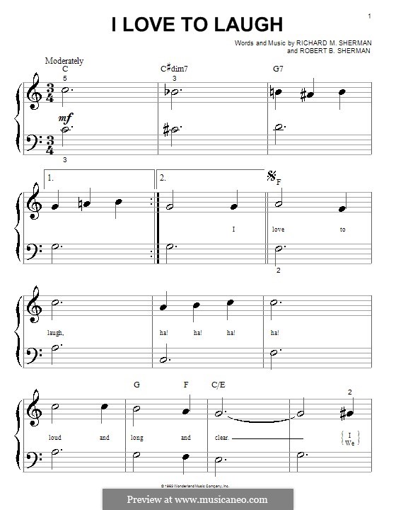 I Love To Laugh (from Mary Poppins): Para Piano by Richard M. Sherman, Robert B. Sherman