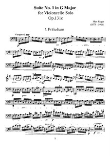 Three Suites for Cello, Op.131c: Suite No.1 by Max Reger