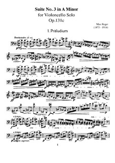 Three Suites for Cello, Op.131c: Suite No.3 by Max Reger