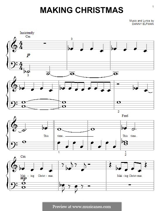 The Nightmare Before Christmas: Making Christmas, for piano by Danny Elfman
