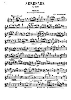 Serenade for Flute, Violin and Viola in G Major, Op.141a: For two violins and viola – violin II part by Max Reger