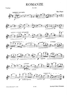 Romance for Violin (or Cello) and Piano: parte Solo by Max Reger